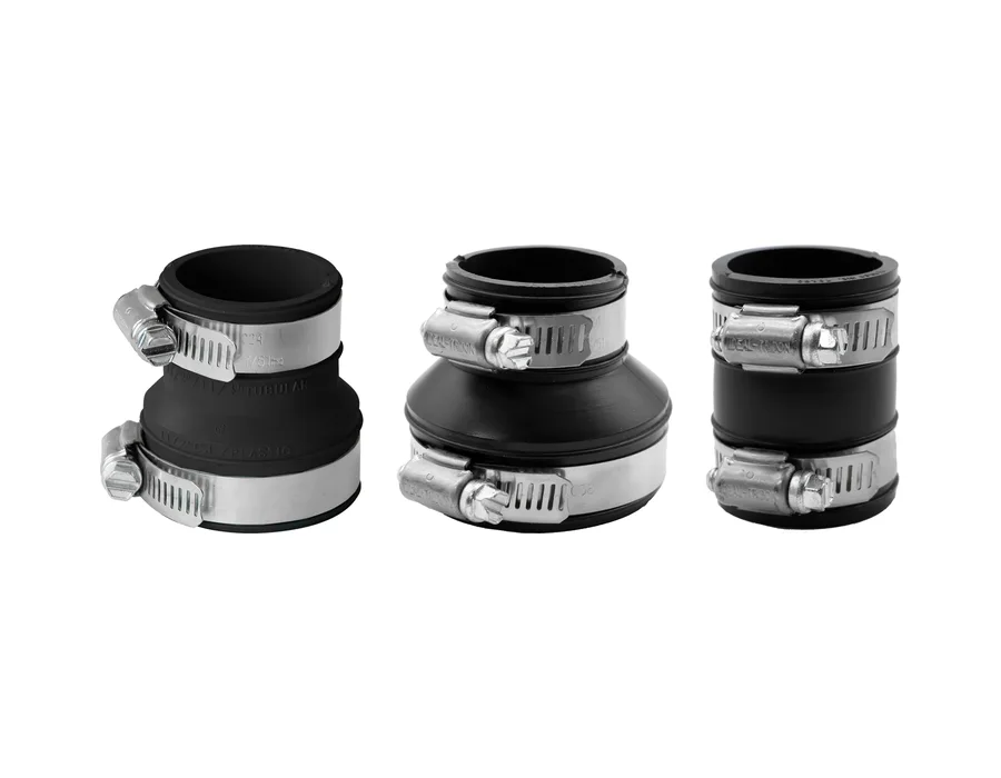 Three Fernco drain and trap connectors