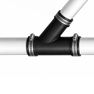 Step two: position the Fernco Qwik fitting over the pipe ends